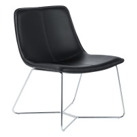 OSP Home Furnishings GYSC-B18 Grayson Accent Chair in Black Faux Leather with Chrome Base